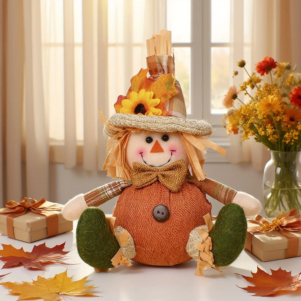 Havren Harvest Scarecrow - Plaid & Sunflower Figure