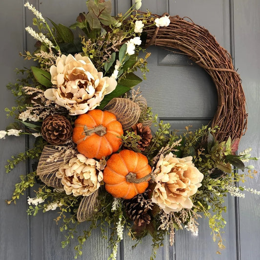 Eucalen Door Wreath - Pumpkin, Maple & Berry Ring