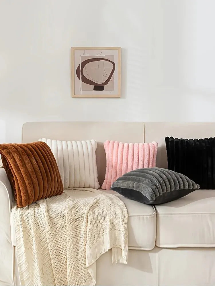 Cordura Plush Cushion Cover - Ribbed Faux Fur, 45cm
