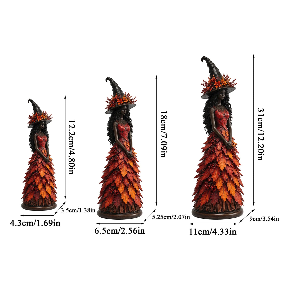 Selvane Leaf Figurine - Resin Statue with Witch Hat