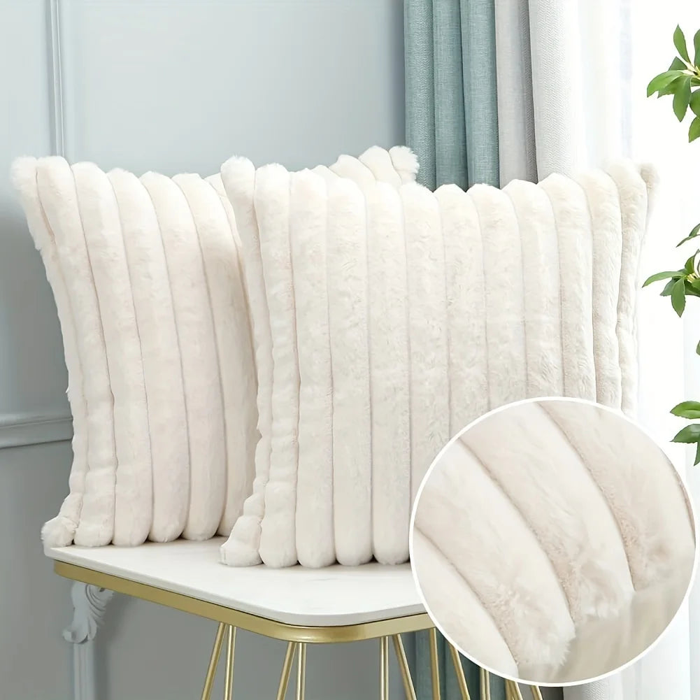 Cordura Plush Cushion Cover - Ribbed Faux Fur, 45cm