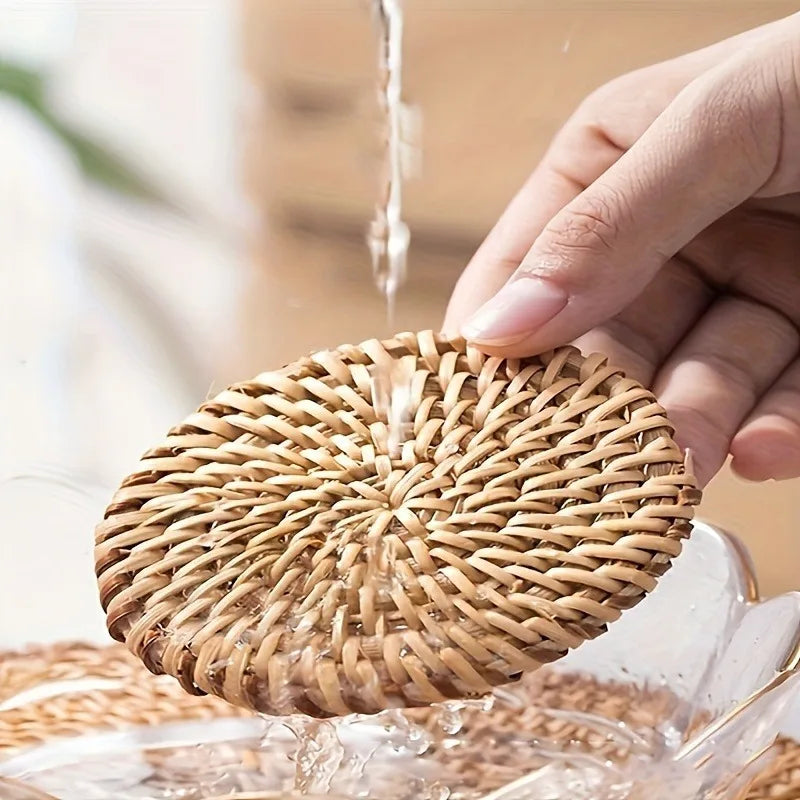 Rattania Braided Coaster - Woven Spiral Drink Mats