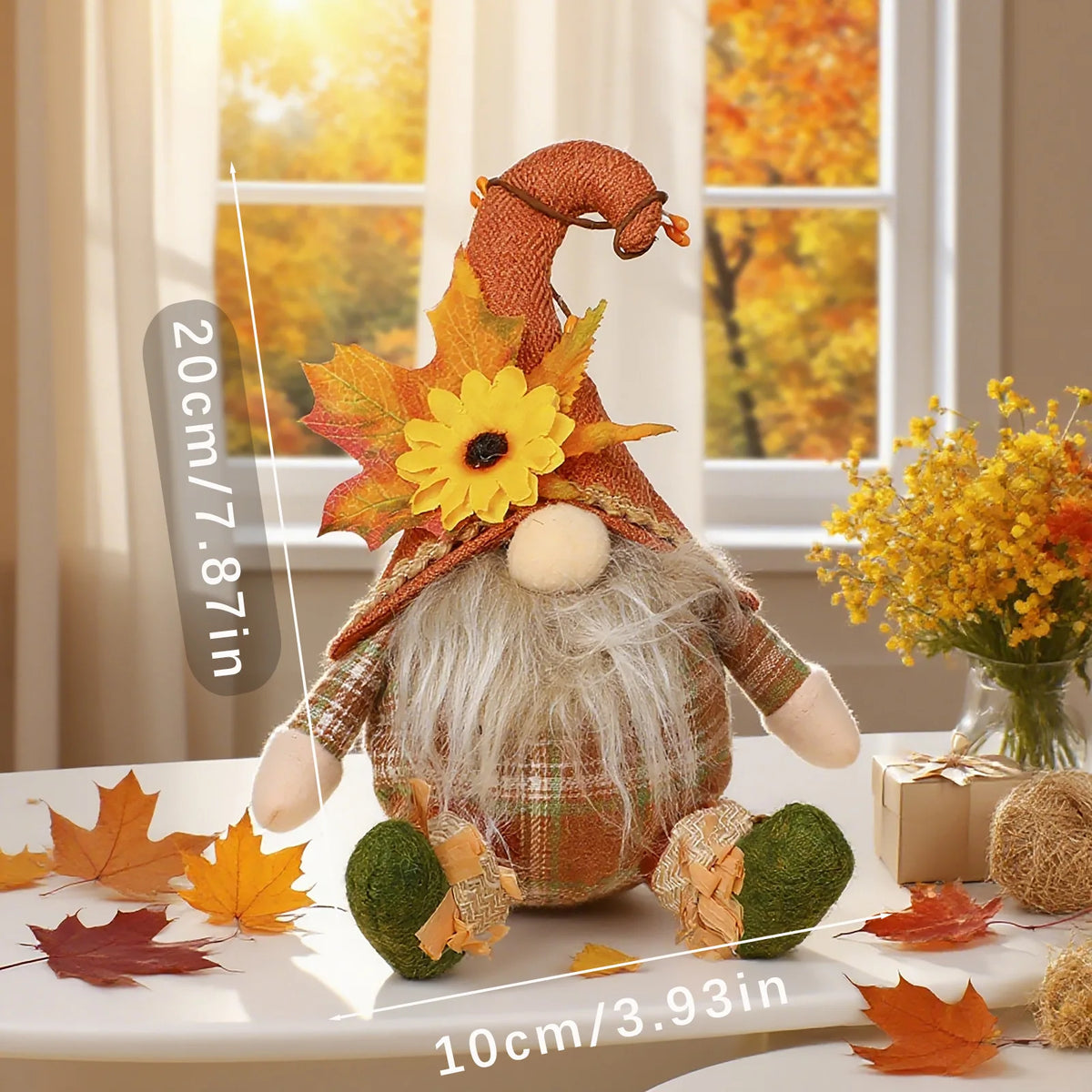 Havren Harvest Scarecrow - Plaid & Sunflower Figure