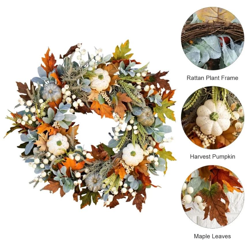 Rowanne Harvest Wreath - Rattan Base, Cone & Berry
