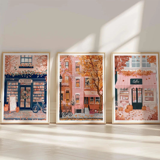 Bellacott Autumn Triptych - Coffee & Bookshop Prints