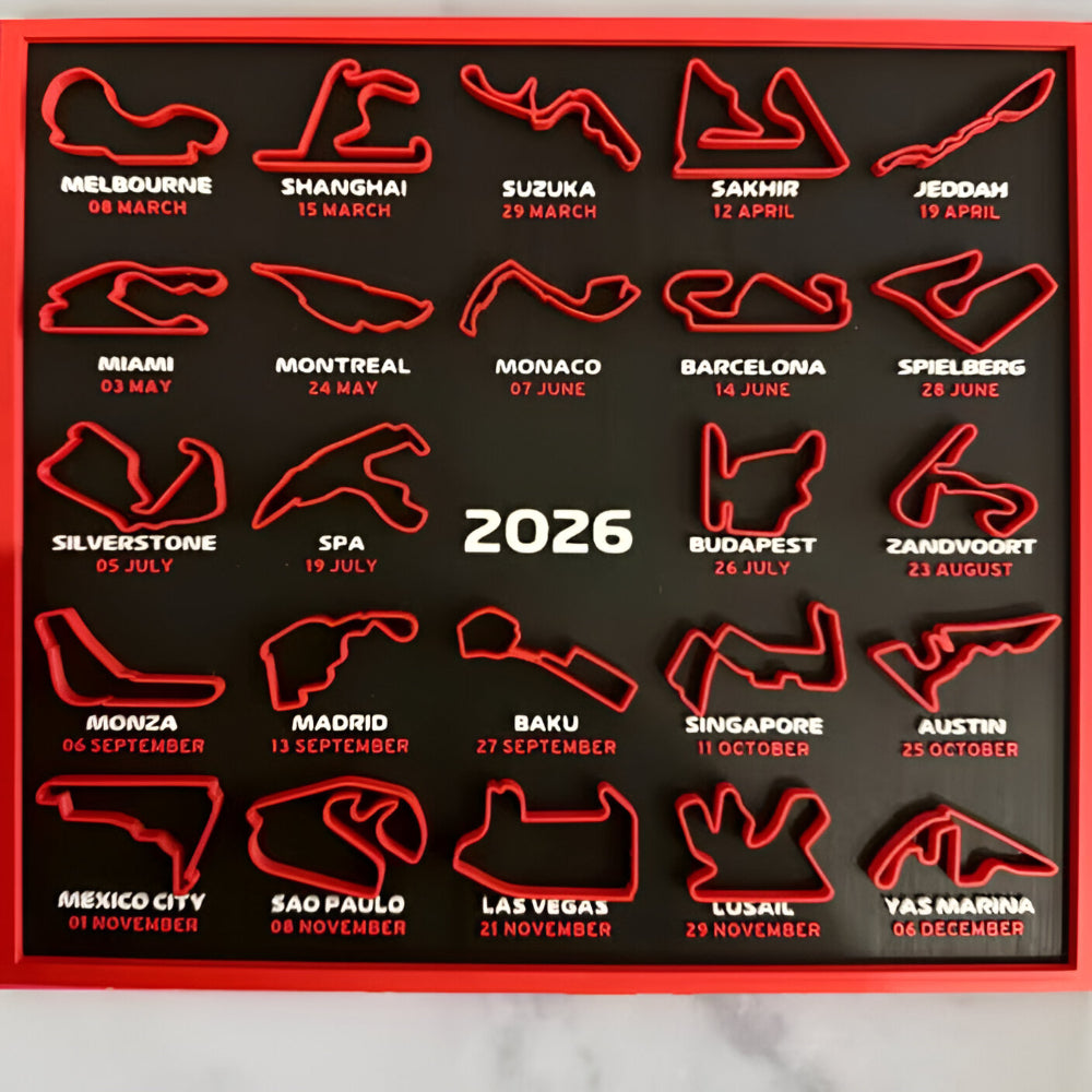2026 Racing Track Wall Calendar