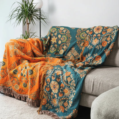 Reversible Cotton Gauze Throw Blanket