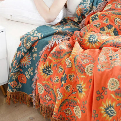 Reversible Cotton Gauze Throw Blanket
