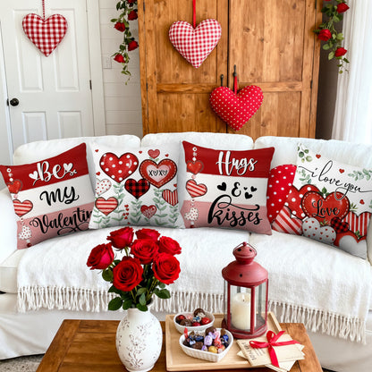Heart Print Pillow Covers, Set of Four