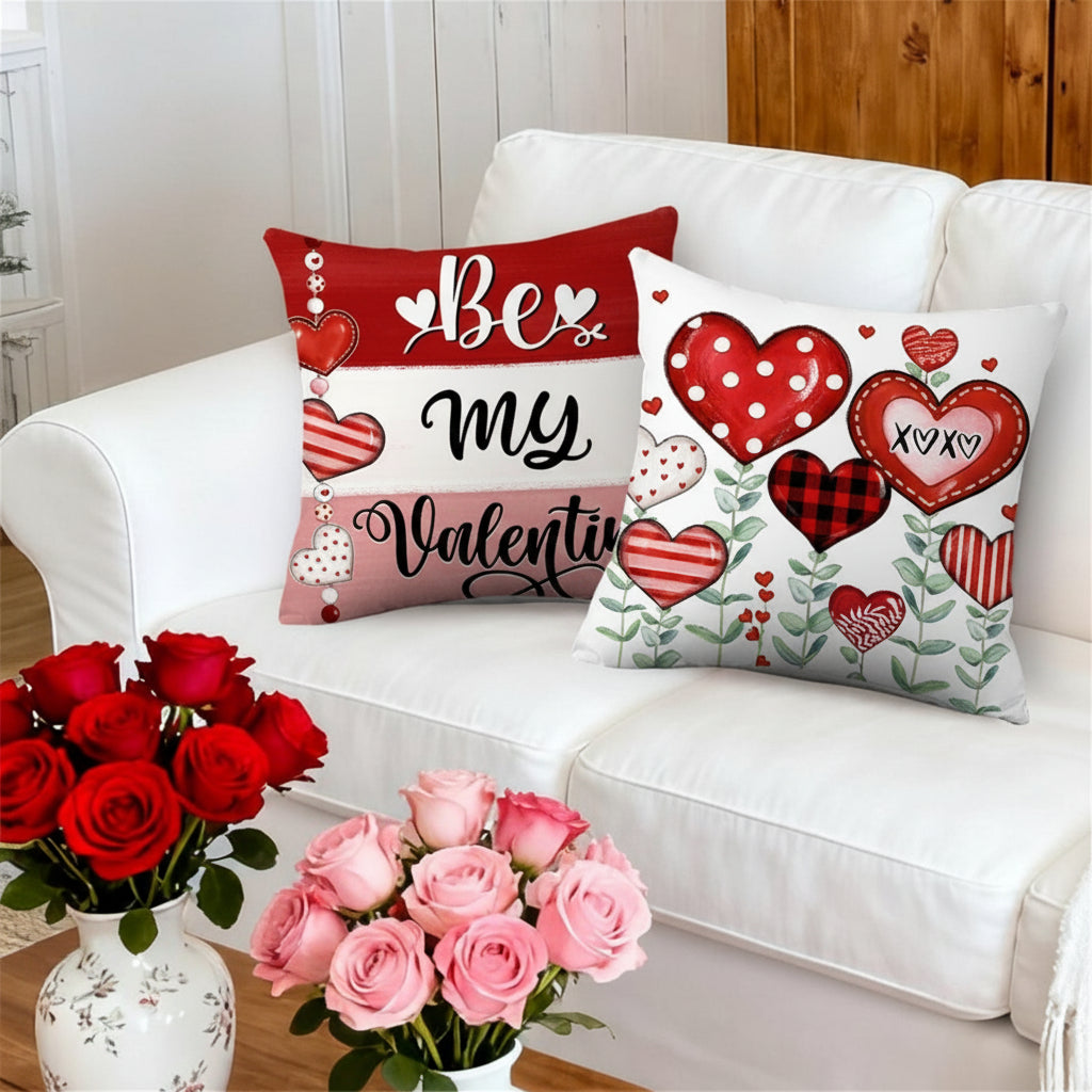 Heart Print Pillow Covers, Set of Four