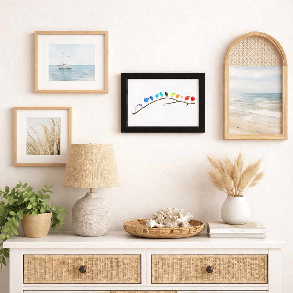 Sea Glass Bird Wall Art Frame