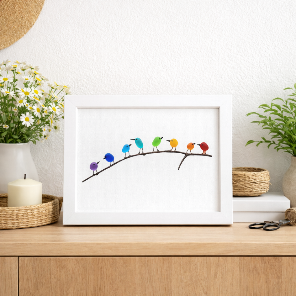 Sea Glass Bird Wall Art Frame