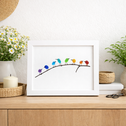 Sea Glass Bird Wall Art Frame