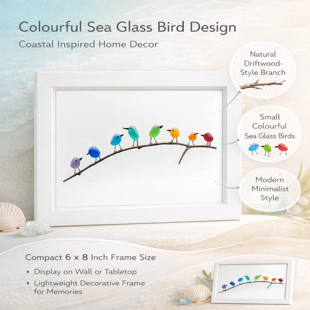 Sea Glass Bird Wall Art Frame