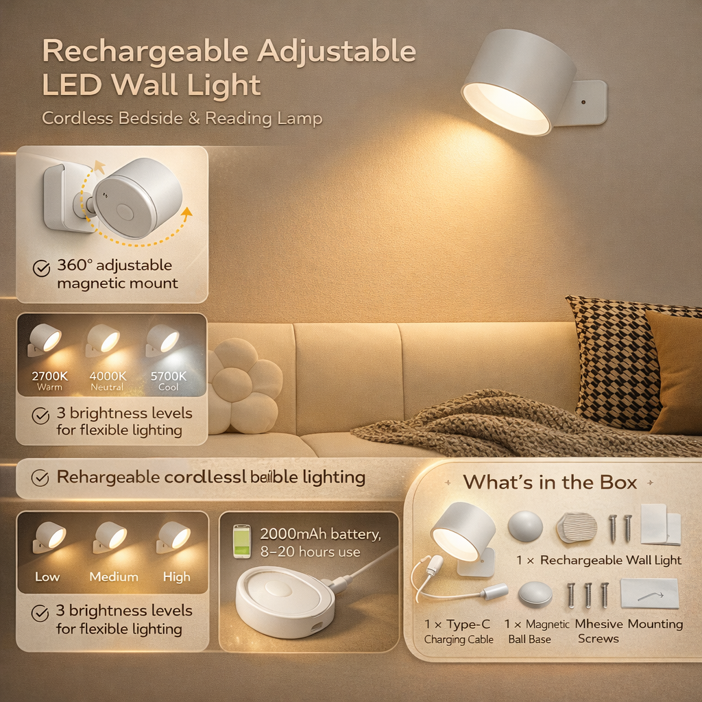 Rechargeable Magnetic Wall Light
