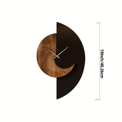 Half-Moon Wooden Wall Clock