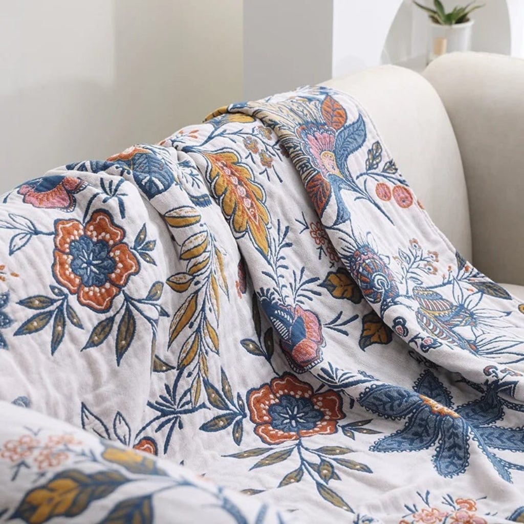 Floral Boho Throw Blanket