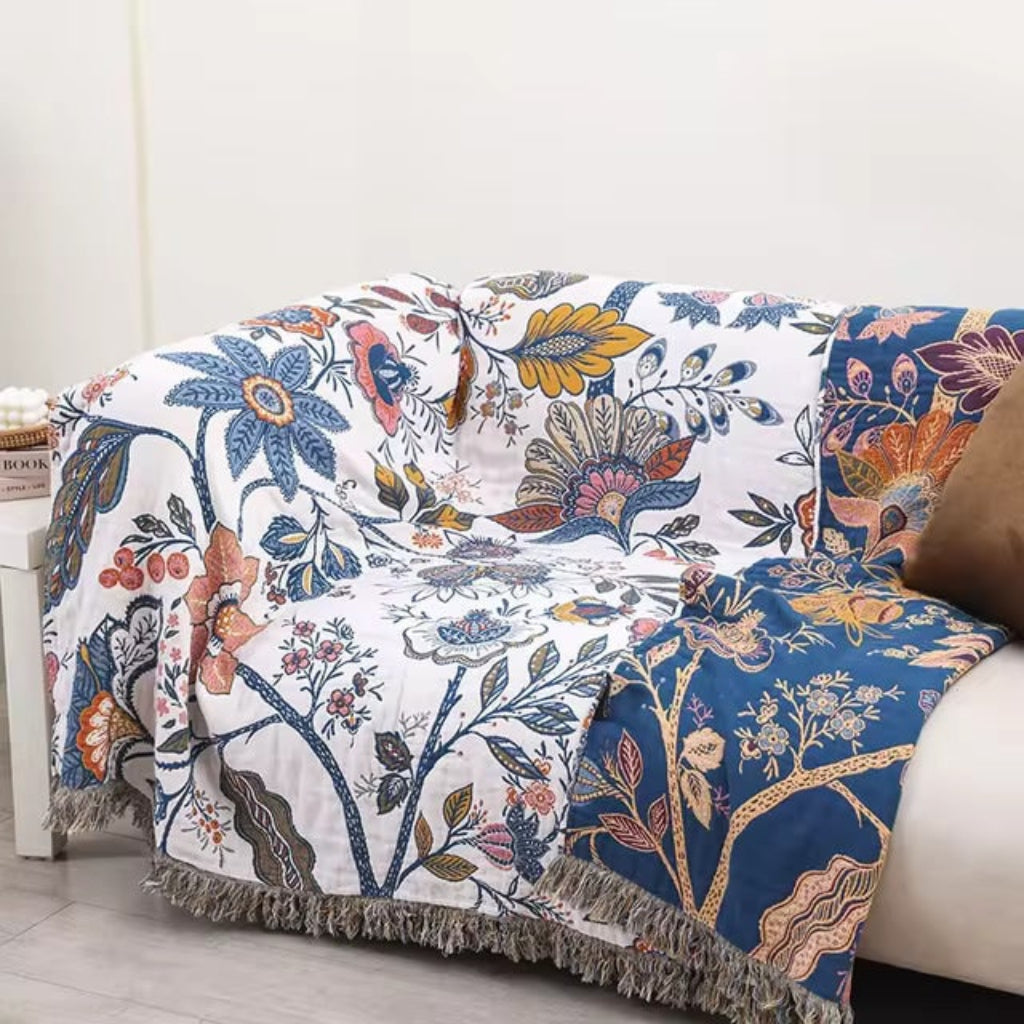 Floral Boho Throw Blanket