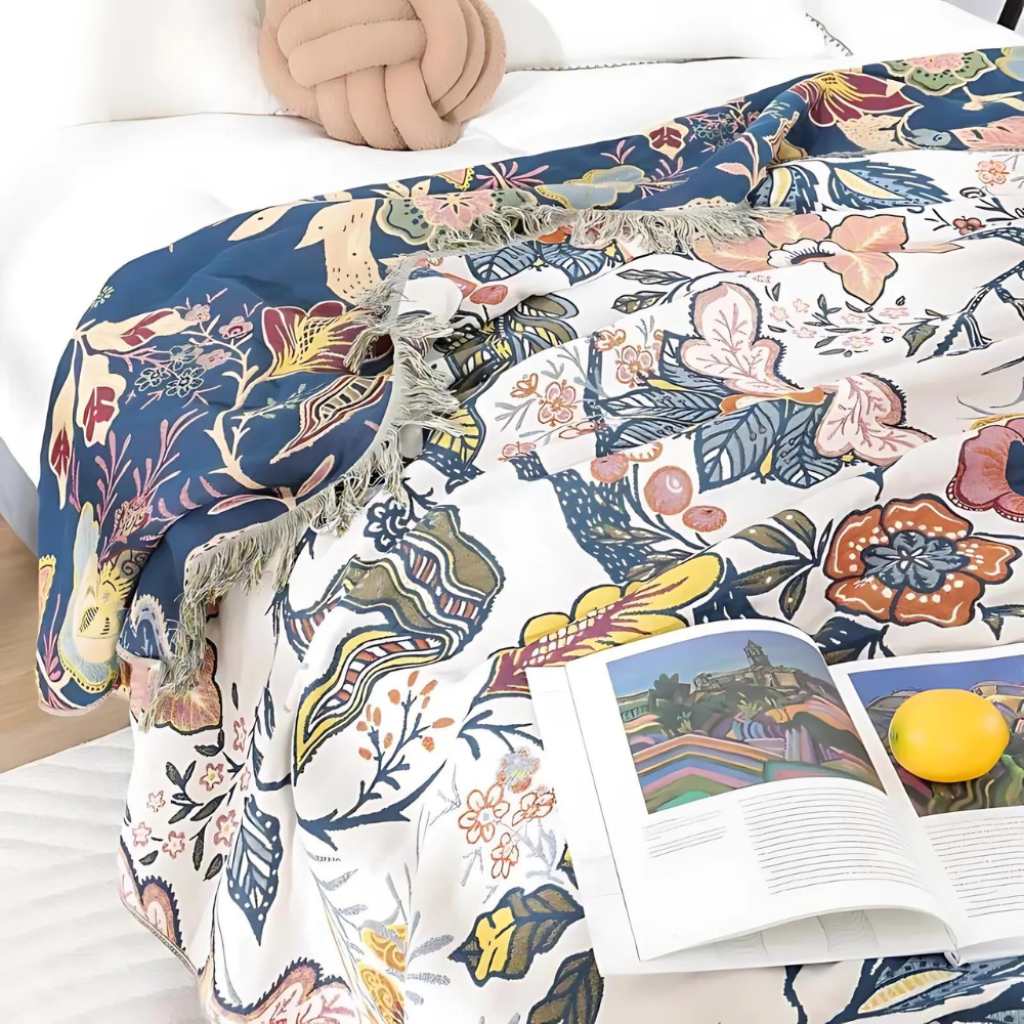 Floral Boho Throw Blanket
