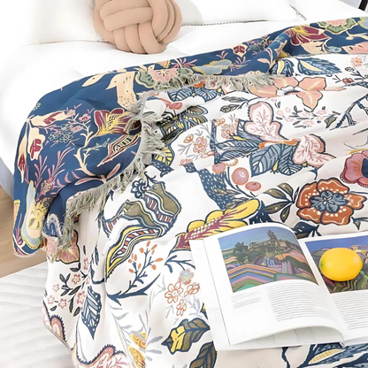 Floral Boho Throw Blanket