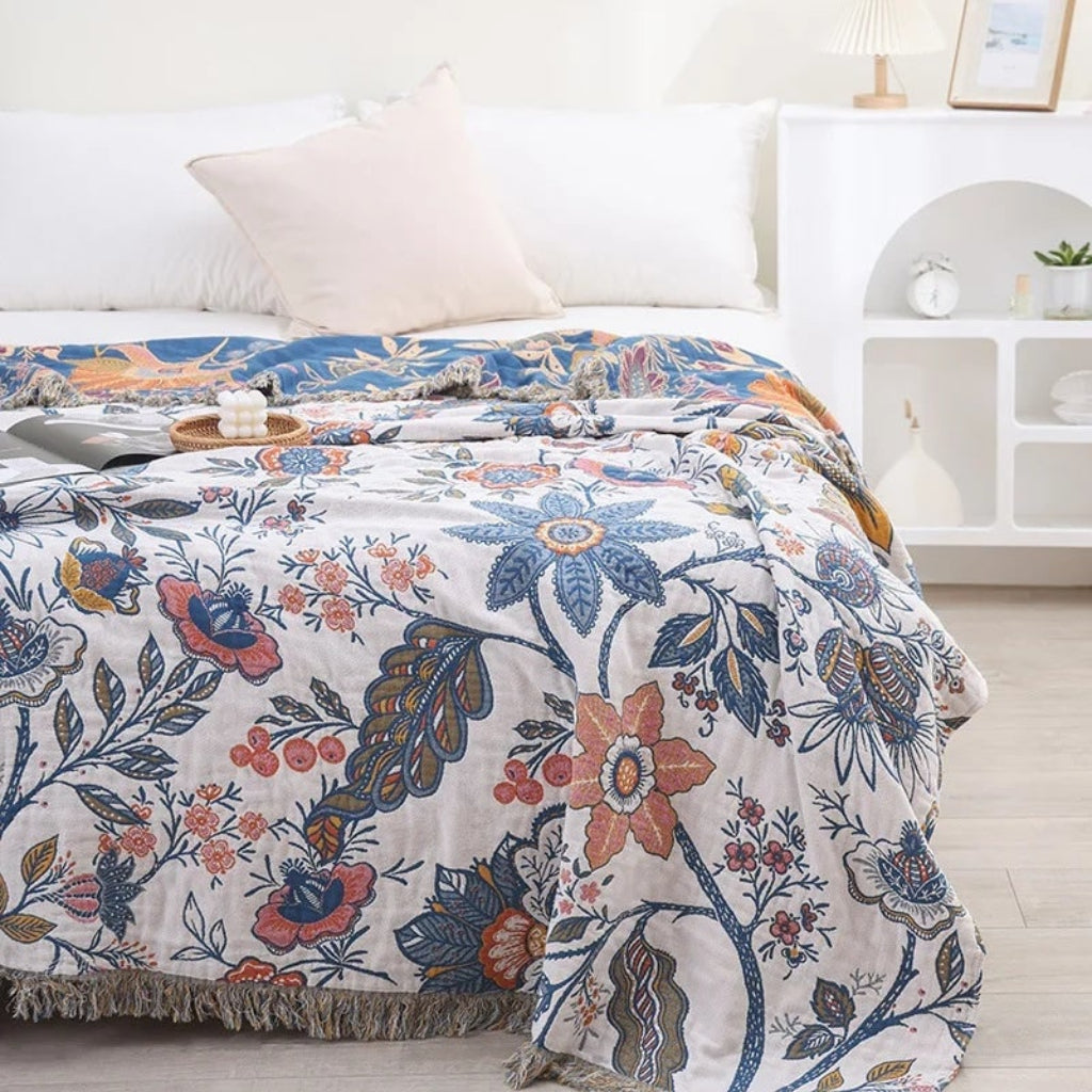 Floral Boho Throw Blanket