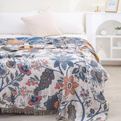 Floral Boho Throw Blanket
