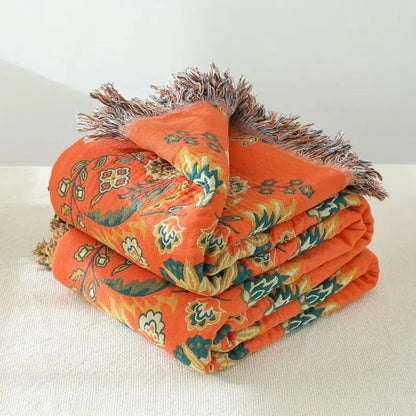 Reversible Fringe Cotton Throw