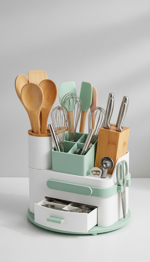 Mint Green Multifunctional Kitchen Tool Holder