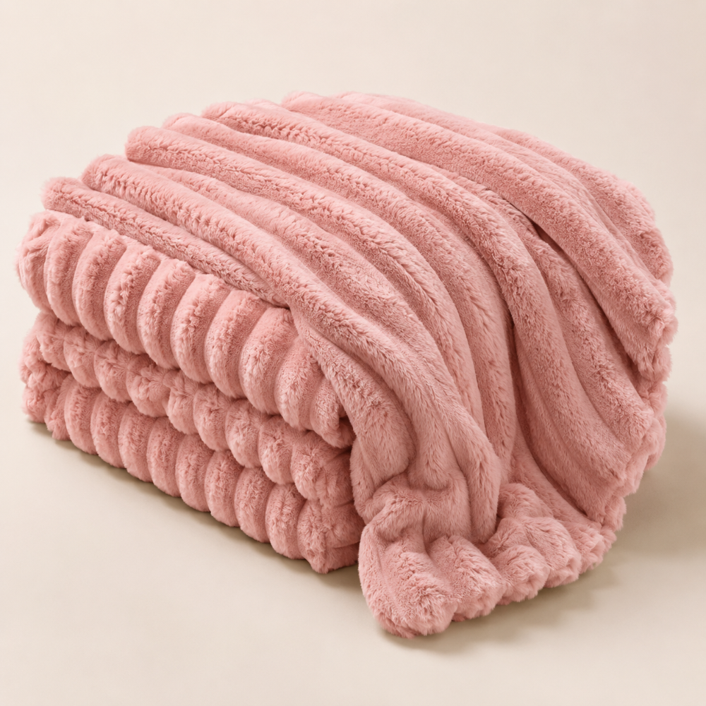 Corded Faux Fur Throw Blanket