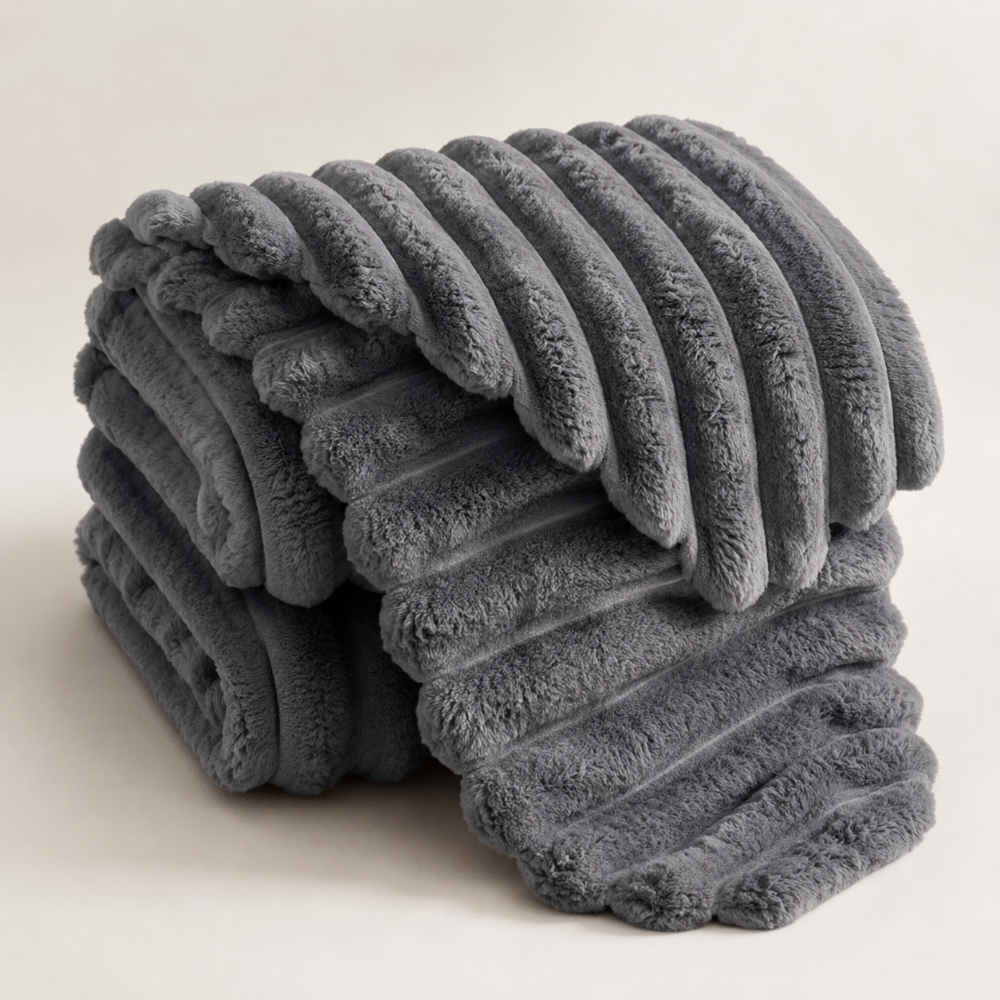 Corded Faux Fur Throw Blanket