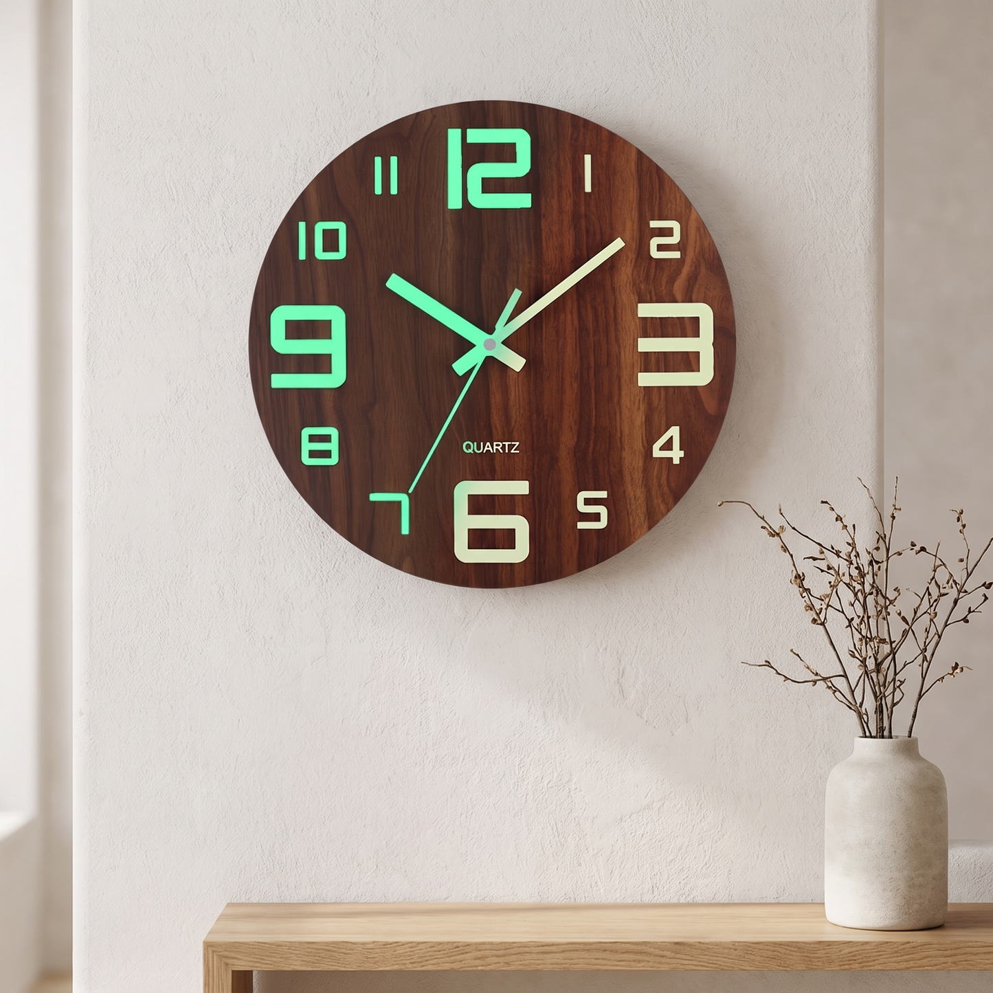 Walnut Luminous Wall Clock