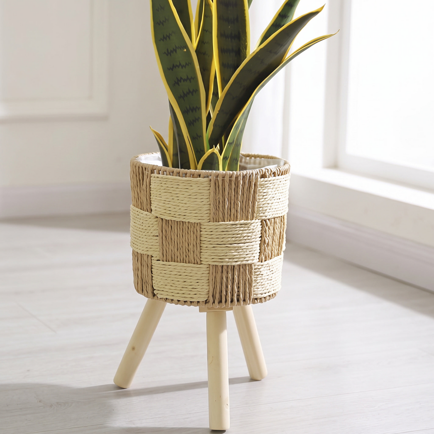 Bohemian Bamboo Woven Flower Stand