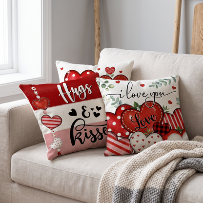 Heart Print Pillow Covers, Set of Four