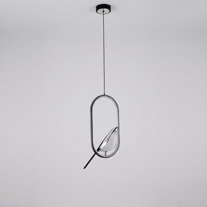 Magpie pendant light, elliptical black and silver frame