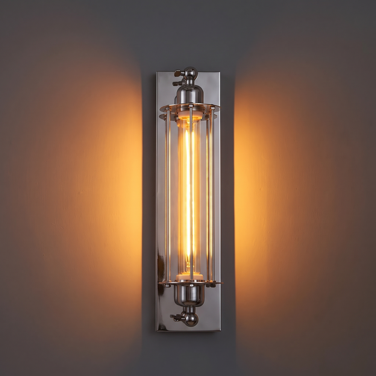 Vintage metal wall sconce in brushed silver