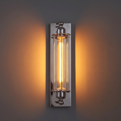 Vintage metal wall sconce in brushed silver
