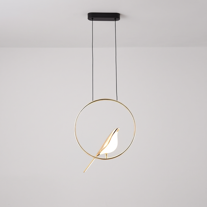 Magpie pendant light, curved gold frame