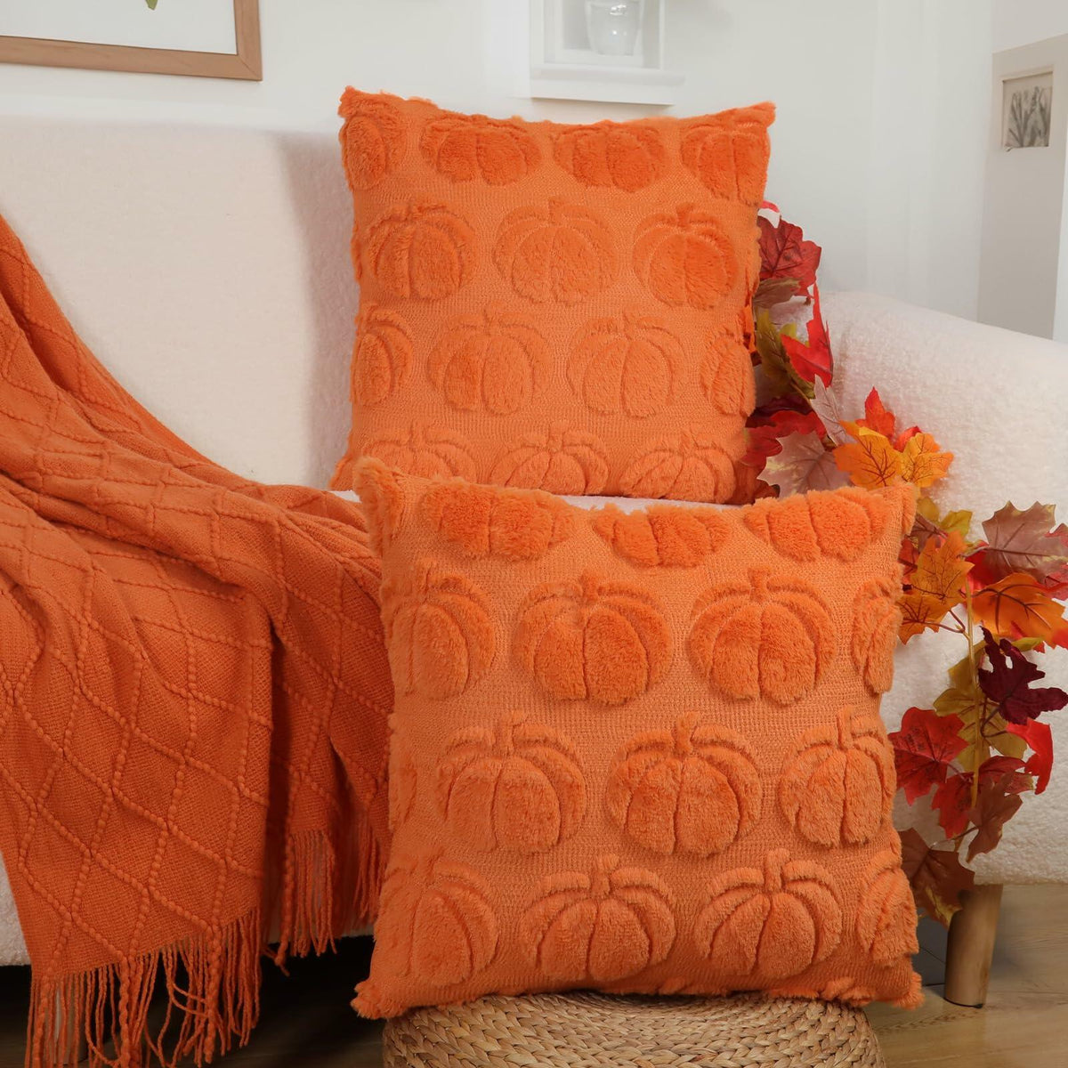 Orlenna Cushion Covers - Pumpkin Print Pair, 18in