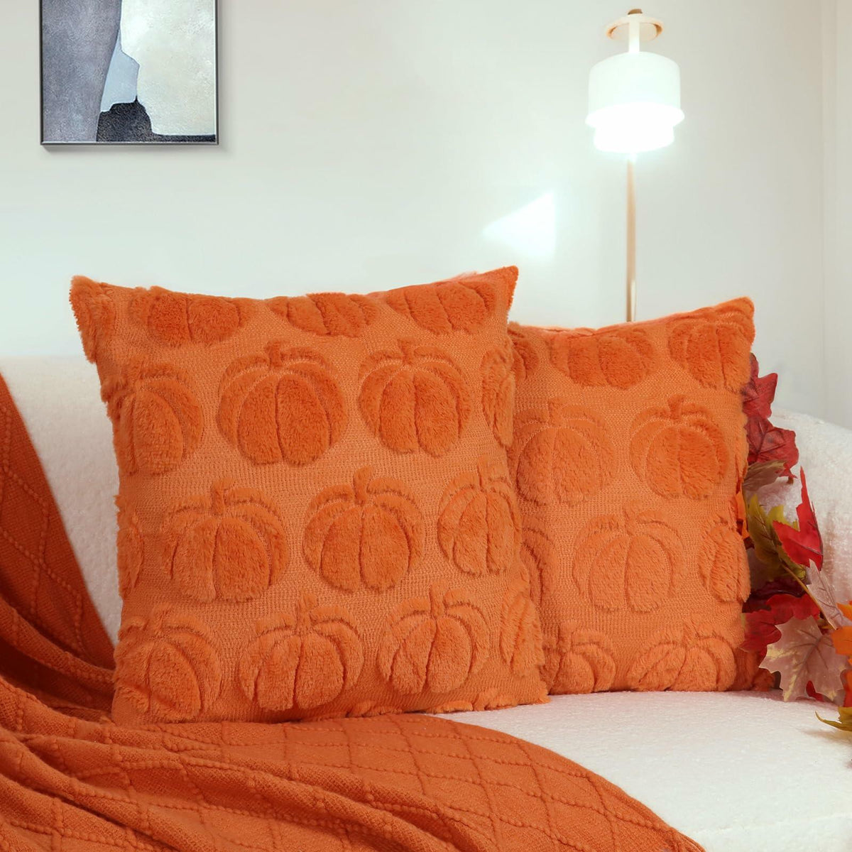 Orlenna Cushion Covers - Pumpkin Print Pair, 18in