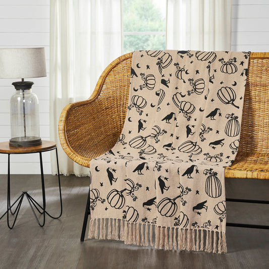 Corvane Woven Throw - Pumpkin & Raven, 50 x 60in