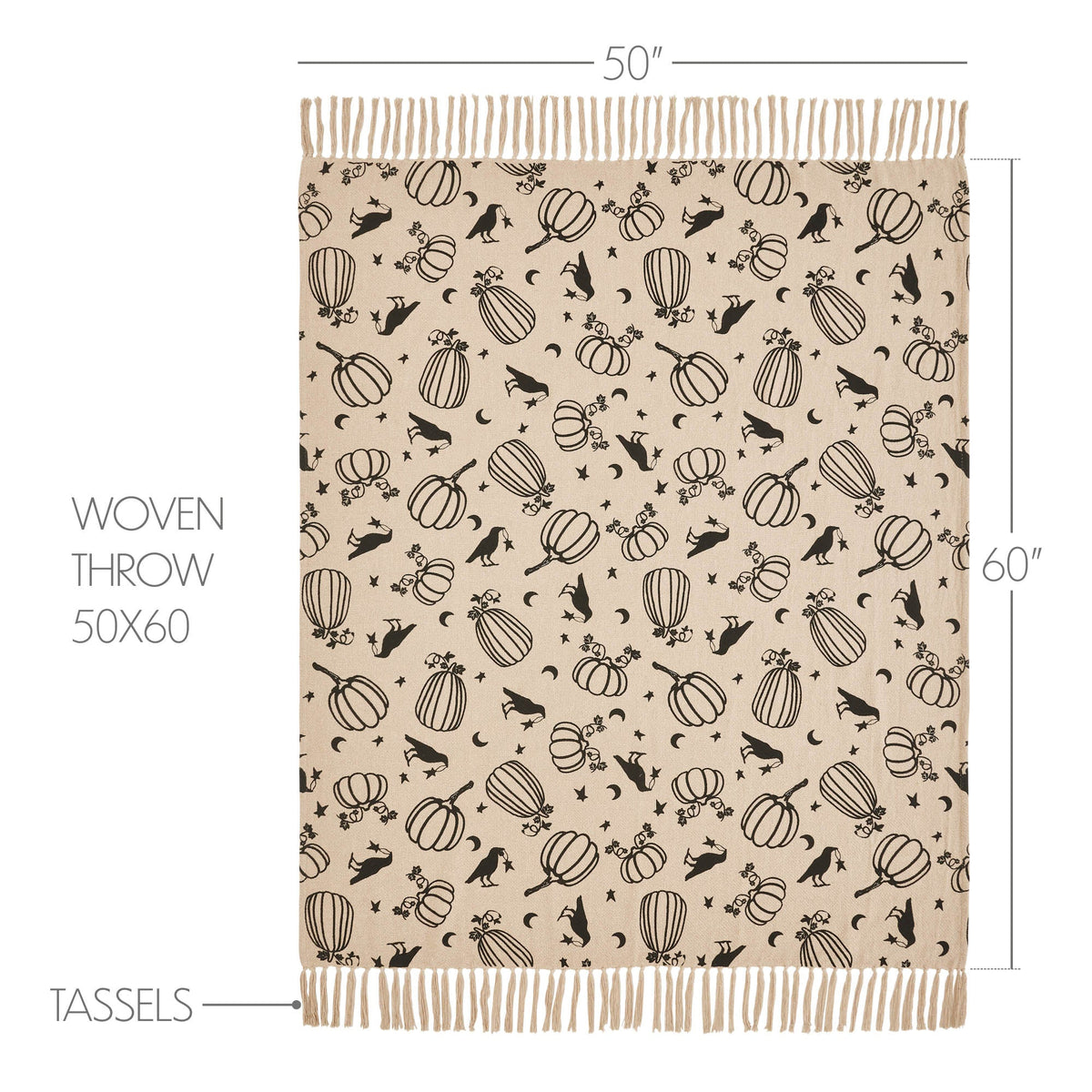 Corvane Woven Throw - Pumpkin & Raven, 50 x 60in