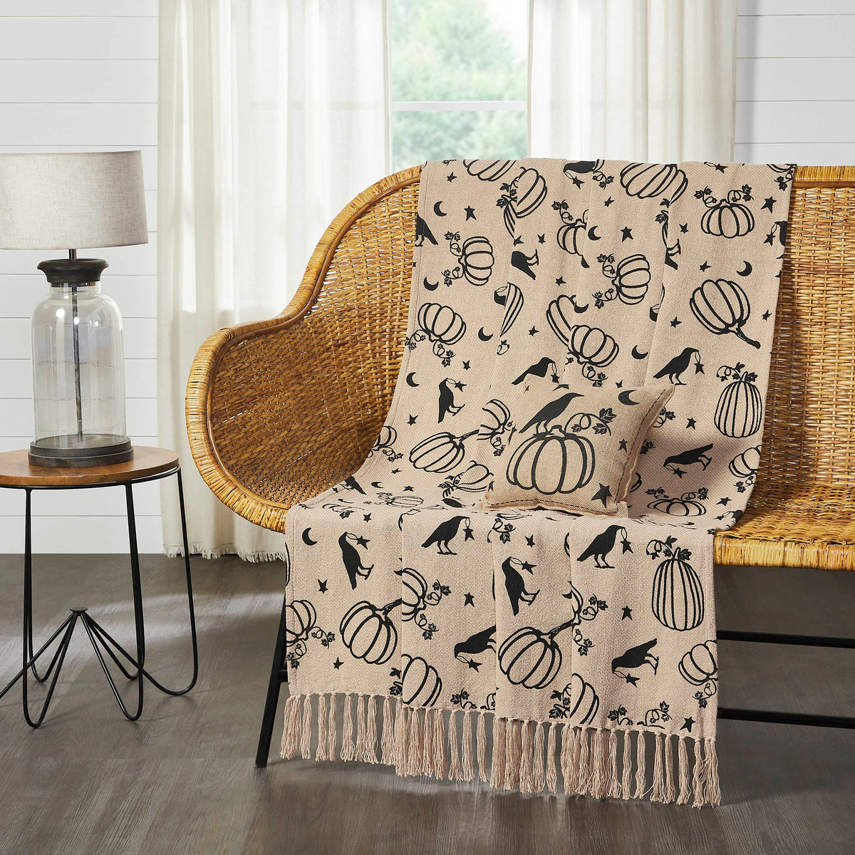 Corvane Woven Throw - Pumpkin & Raven, 50 x 60in
